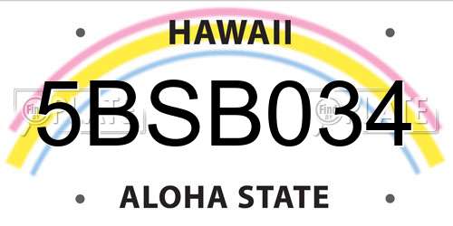 5BSB034 Hawaii License Plate