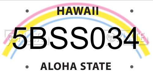 5BSS034 Hawaii License Plate