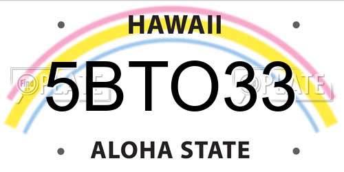 5BTO33 Hawaii License Plate
