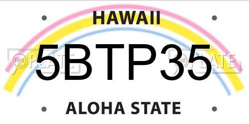 5BTP35 Hawaii License Plate