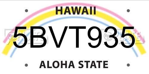 5BVT935 Hawaii License Plate