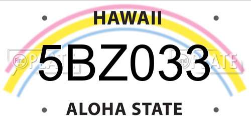 5BZ033 Hawaii License Plate
