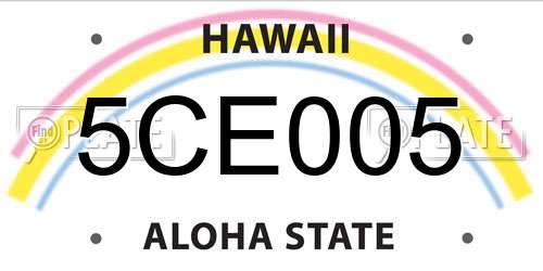 5CE005 Hawaii License Plate