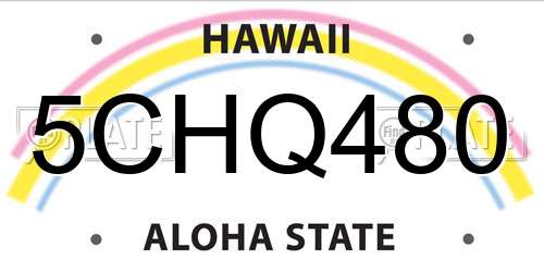 5CHQ480 Hawaii License Plate