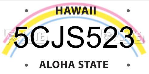 5CJS523 Hawaii License Plate