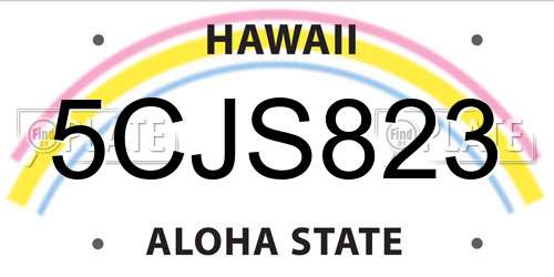 5CJS823 Hawaii License Plate