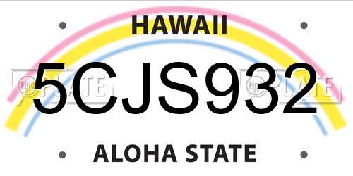 5CJS932 Hawaii License Plate