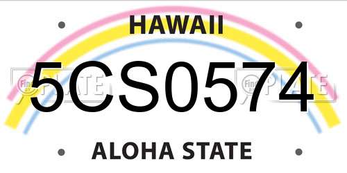 5CS0574 Hawaii License Plate