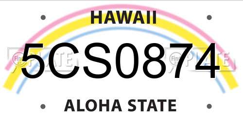 5CS0874 Hawaii License Plate
