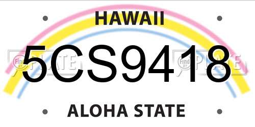5CS9418 Hawaii License Plate