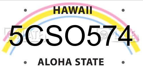 5CSO574 Hawaii License Plate