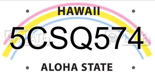 5CSQ574 Hawaii License Plate