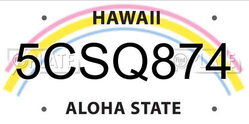 5CSQ874 Hawaii License Plate