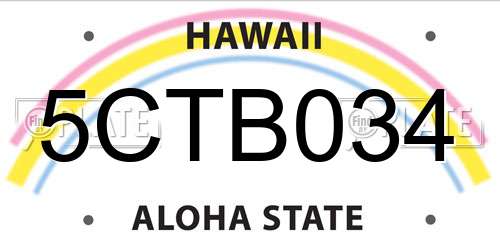 5CTB034 Hawaii License Plate