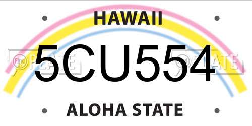 5CU554 Hawaii License Plate