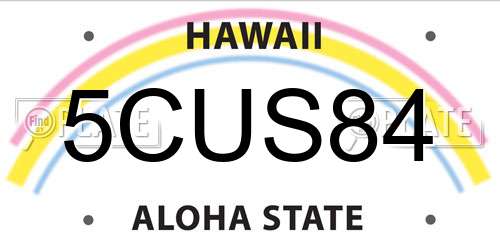 5CUS84 Hawaii License Plate