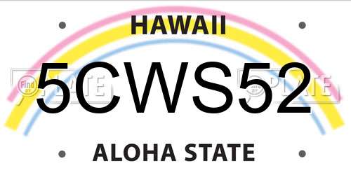 5CWS52 Hawaii License Plate