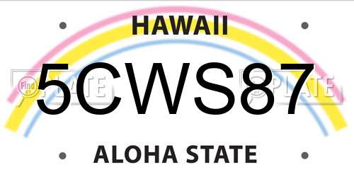 5CWS87 Hawaii License Plate