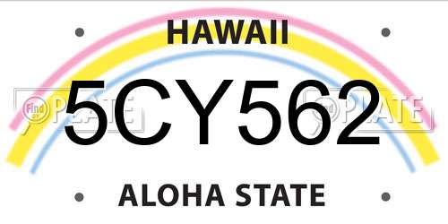 5CY562 Hawaii License Plate