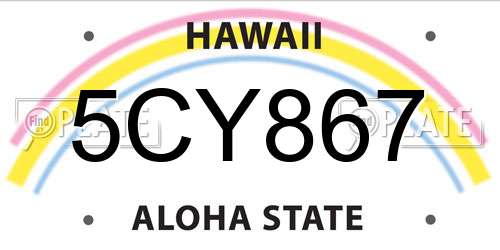 5CY867 Hawaii License Plate