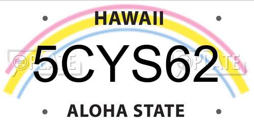 5CYS62 Hawaii License Plate