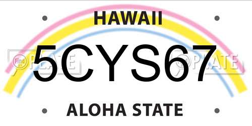 5CYS67 Hawaii License Plate