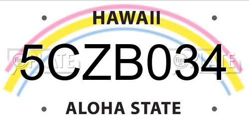 5CZB034 Hawaii License Plate