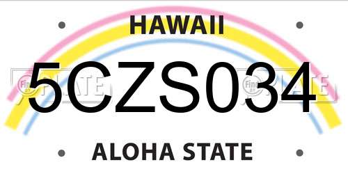 5CZS034 Hawaii License Plate