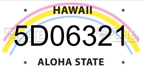 5D06321 Hawaii License Plate