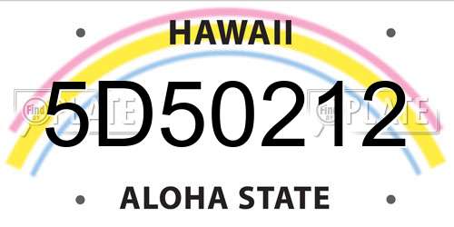 5D50212 Hawaii License Plate