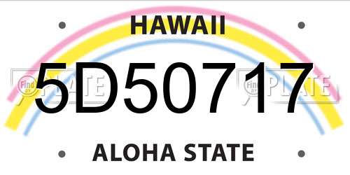 5D50717 Hawaii License Plate