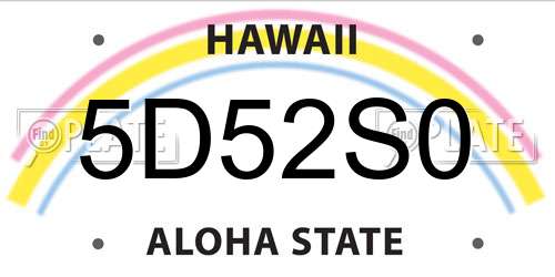 5D52S0 Hawaii License Plate
