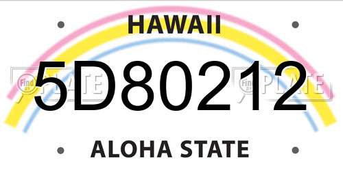 5D80212 Hawaii License Plate