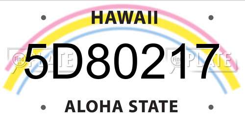 5D80217 Hawaii License Plate