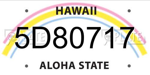 5D80717 Hawaii License Plate