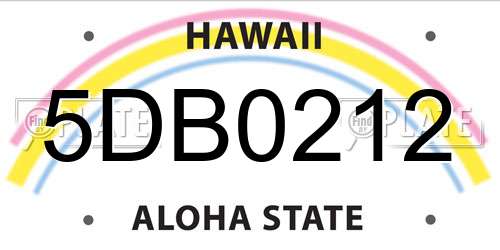 5DB0212 Hawaii License Plate