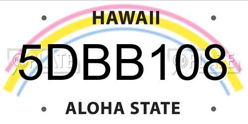 5DBB108 Hawaii License Plate