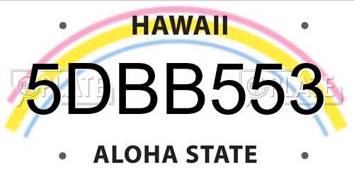 5DBB553 Hawaii License Plate