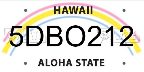 5DBO212 Hawaii License Plate