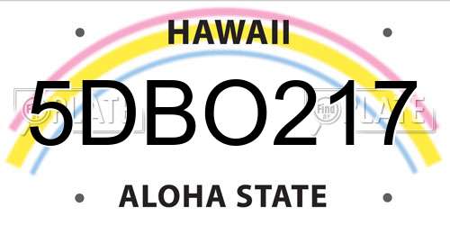 5DBO217 Hawaii License Plate