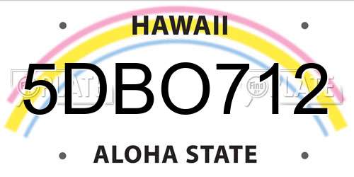5DBO712 Hawaii License Plate
