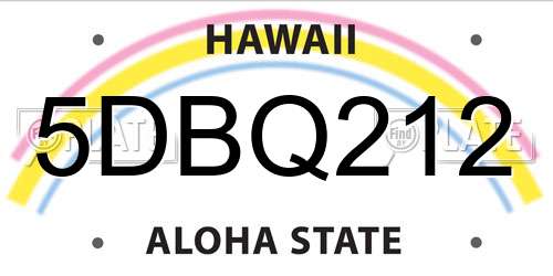 5DBQ212 Hawaii License Plate