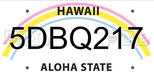5DBQ217 Hawaii License Plate