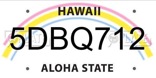 5DBQ712 Hawaii License Plate