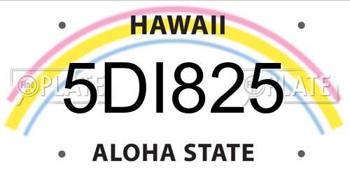 5DI825 Hawaii License Plate