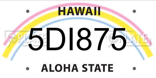 5DI875 Hawaii License Plate