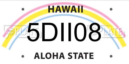 5DII08 Hawaii License Plate