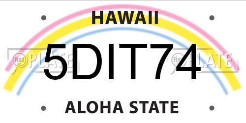 5DIT74 Hawaii License Plate