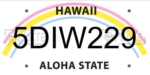 5DIW229 Hawaii License Plate