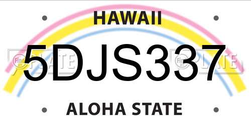 5DJS337 Hawaii License Plate